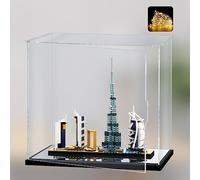 Naconmlet vetrine in Acrilico Trasparente con led e Specchio, Vetrina Plexiglass,teca in acrilico Cubo Trasparente per Action Figure, Collezionismo, lego e Modellismo(35*15*40cm)