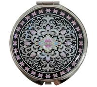 Nacreh Specchio portatile per trucco compatto, doppio specchio ingranditore, cosmetico, pieghevole, stile tascabile, design unico in madreperla (