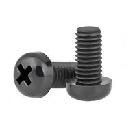 NACX Bullone di fissaggio a testa tonda M3 x 6 mm, nero, in nylon, con attacco Phillips, 250 pezzi