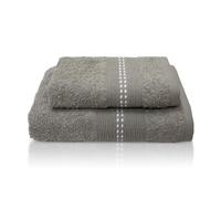 Nada Home Asciugamani bagno Set 1+1 in spugna bordo lavorato Viso e Ospite 6844