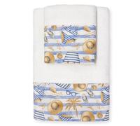 Nada Home Asciugamani bagno stile marino Set 1+1 in spugna di cotone Viso e Ospite 6822