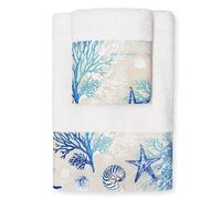 Asciugamani bagno stile marino Set 1+1 in spugna di cotone Viso e Ospite 6822