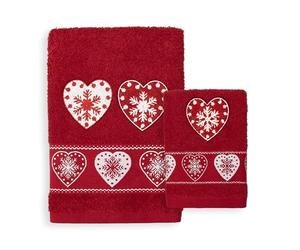 Nada Home Asciugamani Natalizi Bagno set 1+1 in Spugna di Cotone Decoro Natale 6983