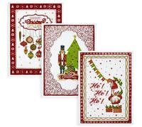 Nada Home Set Strofinacci Natalizi Canovacci in spugna 3 Pezzi Decoro Natale 6973