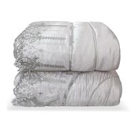 Nada Home Trapunta Invernale Matrimoniale Renato Balestra Priscilla 270x270 cm Piumone Raso Jacquard con Pizzo Macramè 350gr Made in Italy Elegante e Calda