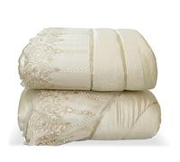 Nada Home Trapunta Invernale Matrimoniale Renato Balestra Priscilla 270x270 cm Piumone Raso Jacquard con Pizzo Macramè 350gr Made in Italy Elegante e Calda