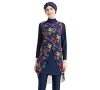 nadamuSun Costumi da Bagno Musulmani per Donna Costumi da Bagno Floreali modesti Costumi da Bagno islamici Hijab Burkini Costumi da Bagno Tankini (Blue, M)