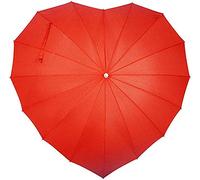 nadamuSun Ombrello per ragazze a forma di cuore rosso per sempre Parasol per San Valentino, matrimonio, fidanzamento e oggetti di scena (Red)
