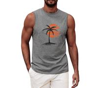 Nadeer Canotte Uomo Tank Top Palestra Collo Rotondo Canottiera Sportiva Cotone T Shirt Senza Maniche Palme Stampata per Bodybuilding Spiaggia Estivo(Grigio B,XL)