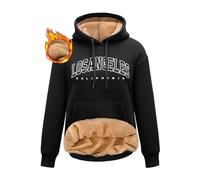 Nadeer Felpa con Cappuccio Donna Hoodie Oversize Sweatshirt in Pile Invernale Maglie con Tasca Los Angeles Pullover(Nero,L)