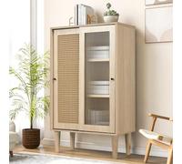 NADEUSAK Credenza Colori Legno 60x100 cm Con Porte A Ratto Plastica Porte Scorrevoli In Vetro 6 Scomparti
