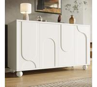 NADEUSAK Credenza moderna, bianca, 70 x 120 cm, per sala da pranzo e soggiorno, con vano portaoggetti, anti-dumping, piano regolabile