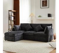 NADEUSAK Design moderno divano in ciniglia a forma di L divano ad angolo a tre posti divano a quattro posti con poggiapiedi adatto per appartamenti