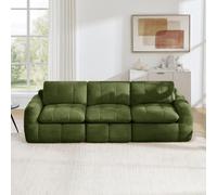 NADEUSAK Divano modulare a 3 posti, senza cornice, design trapuntato a quadri, verde, rivestimento in ciniglia delicato sulla pelle, ergonomico, cuscino spesso, non affatica quando si sta seduti a