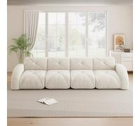 NADEUSAK Divano senza cornice, extra grande divano modulare a quattro posti, comodo tessuto di ciniglia, adatto per il soggiorno, design antiscivolo, bianco, nessun montaggio richiesto