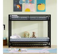 NADEUSAK Letto a castello, 90 x 200 cm, con telaio in ferro nero, con letto estraibile, ringhiera alta, struttura robusta, senza materasso