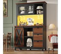 NADEUSAK Mobile alto moderno nero 104 × 40 × 180 cm, armadio da cucina o sala da pranzo con cassetto, credenza con anta scorrevole e tre cassetti