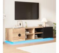 NADEUSAK Mobile per TV, in legno, nero, a contrasto, 50 x 180 cm, con cassetto, scomparto aperto e armadio chiuso, perfetto per il soggiorno