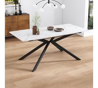 NADEUSAK Tavolo da pranzo espandibile, 70 x 180 cm, rettangolare, per il tempo libero, design sacro, struttura in marmo, bianco e nero