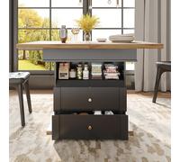 NADEUSAK Tavolo da pranzo telescopico, 110-140 x 80 cm, tavolo da cucina pieghevole per 4-6 persone, allungabile, salvaspazio, per cucina e soggiorno, design minimalista della porta dell'armadio, nero