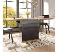 NADEUSAK Tavolo da pranzo telescopico nero, 110-140 x 80 cm, tavolo da cucina pieghevole per 4-6 persone, allungabile, salvaspazio, per cucina e soggiorno con tre ripiani