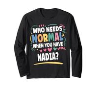 Nadia Personalized Name Funny Cute Custom Nadia Name Maglia a Manica