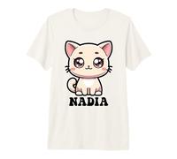Nadia - Simpatico Gattino per Bambine con Nome Nadia Maglietta Premium
