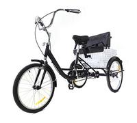 NadineDutol 20 pollici triciclo per adulti,Single-Speed 3 ruote bicicletta carico triciclo parata triciciclo con seggiolino per bambini e cestino per conducenti di mezza età e anziani