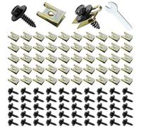 Nadinsta 100 Pezzi Clip Per Viti e Dadi Kit, Clip Di Fissaggio Tipo u In Metallo, Dadi a u Per Auto Clip Viti, Clips Auto Per Parafango Auto, Piastra Decorativa Interna Del Veicolo
