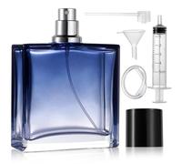 Nadinsta 100ml Atomizzatore Profumo Bottiglia di Profumo Vuota, Nebulizzatore Dispenser Portaprofumo da Viaggio Ricaricabile Con Imbuti Pressore, Graduale Blu Boccetta Profumo Portatile Ricaricabile