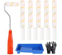 Nadinsta 22 Pezzi Rullo per Pittura In Schiuma e Nylon, Rullo per Pittura vassoio per pittura, Mini Roller Paint Set con manico, Rulli per Imbiancare Pareti per Imbiancare Pareti e Soffitti