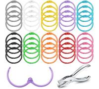 Nadinsta 40 Pezzi Anelli Rilegatura a Colori, 30mm Anello per Libri In Metallo, Anelli Per Fogli con Punzone Da 6 mm, Anelli Per Raccoglitore per Album, Quaderno, Loose Leaf, Scrapbook