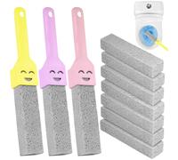 Nadinsta 7 pezzi di detergente per WC in pietra pomice, con 3 manici, bastone per pompa, blocco di pulizia per bagno, cucina, pietra per la pulizia di macchie, pietre urinarie, calcare