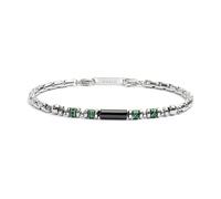 NADIR Bracciale Unisex Marlù 30BR0017-N in Acciaio Silver con Pietre Nere e Verdi ed Ematite