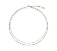 NADIR Collana Donna Liujo LJ3028 Tennis Acciaio Oro Rosa con Perle