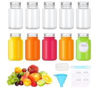 Nadisean 2.7oz/80ml Bottigliette di Vetro Piccole, 10 Mini Bottiglie Vetro con Bocca Larga, Trasparente Bottiglie di Succo di vetro con Etichetta e Pennello per Succo, Ginger, Spezie, Zenzero, Shot