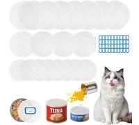 Nadisean 20pz Coperchi per Lattine, Coperchi in Plastica in 3 Misure, Trasparenti Tappi per Lattine Alimenti, Coperchi Riutilizzabili per Lattina da 200/400/800g, con Etichetta, (75mm,85mm,100mm)