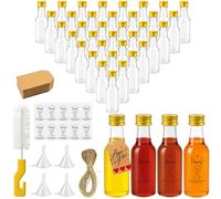 Nadisean 40 Pezzi Mini Bottiglie per Liquore 50ml, Mini Bottiglie Alcolici di Plastica, Riutilizzabile Bottiglie da Riempire Trasparenti con Tappi, Etichette, Spago, Imbuto, per Matrimoni Feste