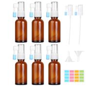 Nadisean 6 Pezzi Flaconi Spray Nasale,10ml Spruzzatori Nasali Vuoti,Bottiglia Spray Nasale,Fine Vetro Nebulizzatore Spray,Nasali Vuote in Vetro Ambrato con Imbuto,Adesivi per Profumo Oli Essenziali
