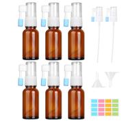 Nadisean 6 Pezzi Flaconi Spray Nasale,20ml Spruzzatori Nasali Vuoti,Bottiglia Spray Nasale,Fine Vetro Nebulizzatore Spray,Nasali Vuote in Vetro Ambrato con Imbuto,Adesivi per Profumo Oli Essenziali