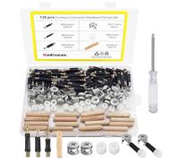 Nadisean Set di 130 Eccentrica Connettore Mobili, Lega di Zinco Ferramenta per Mobili, Incluso Ø15mm Eccentrico Camma, M6x40mm Viti, Dadi in Plastica, Cavicchi in Legno, Cacciaviti per Cassetti