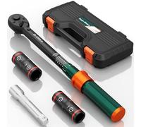 NADOKHI Chiave Dinamometrica 1/2, 20-220Nm, 72 Denti, 4 Pezzi Chiave Dinamometrica Set con Prolunga 150mm, Doppia Bussola 17mm/19mm, 21mm/23mm, per Cambio Gomme Auto e Moto