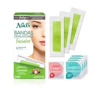 Nad's Strisce di cera per il viso ipoallergeniche per le donne - depilazione facciale morbida per pelli sensibili - Kit con 20 strisce + 4 salviettine lenitive + polvere protettiva
