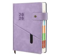 NADSSJL Agenda 2026-2026, formato A5, una pagina per giorno, da gennaio 2026 a dicembre 2026, con linguette mensili + tasca frontale, segnalibro e linguette colorate, 21 x 14,5 x 2,5 cm, viola