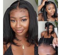 Nadula Bye Bye Knots Glueless Yaki Straight Bob 7x5 Parrucche frontali in pizzo capelli umani Pre pizzicati nodi invisibili Pre Everything 3S Pronto da indossare Parrucche corte Yaki Bob Pre Cut