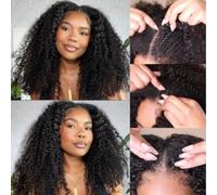 Nadula Parrucche ricce crespe con parte a V, capelli umani senza lasciare fuori, parrucche aggiornate con parte a U per le donne a prezzi accessibili 4C afro ricci Vpart parrucche con clip in mezza