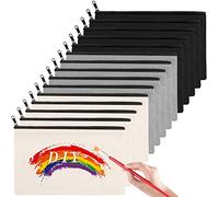 NAEBRO Astuccio in Tela Con Cerniera 15 Pezzi Bianco Fai Da Te - Multifunzionale Borsa Vuota per Matite, Scuola, Viaggi, Ufficio in 3 Colori