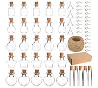 NAEBRO Barattoli Vetro Piccoli 30 Pezzi Vasetti Vetro Piccoli Barattolo Vetro Tappo Sughero Mini Bottiglie Vetro per DIY Bottiglie dei Desideri Vasetti Vetro Bomboniere (Sei Stili)