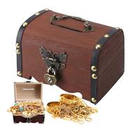 NAEBRO Scrigno Del Tesoro Mini Salvadanaio Vintage Legno Con Serratura Bauletto Legno Forziere Del Tesoro Pirati Scrigno Del Tesoro Adatto Per La Memorizzazione Di Cambiamenti, Gioielli, Decorazioni