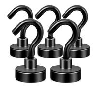 Naemriee Ganci magnetici, 12,2 kg, resistenti con gancio per frigorifero, gancio da crociera da appendere, colore nero, confezione da 5